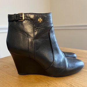 Tory Burch Milan Black Leather Wedge Bootie (US 8)